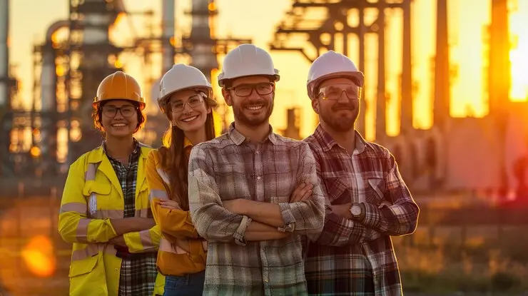Profissionais em obra, demonstrando serviço